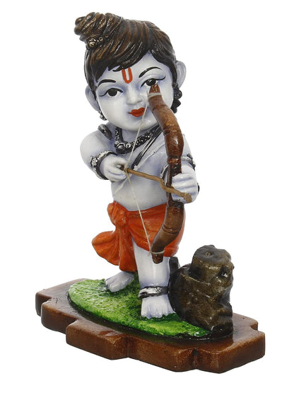 Resin Shree Ram Murti Playing with Bow and Arrow | Lord Rama Idol | Shri Ram Statue for Home Temple Pooja Mandir Office| Showpiece Gift for Diwali Housewarming Ram Navami Dussehra Birthday