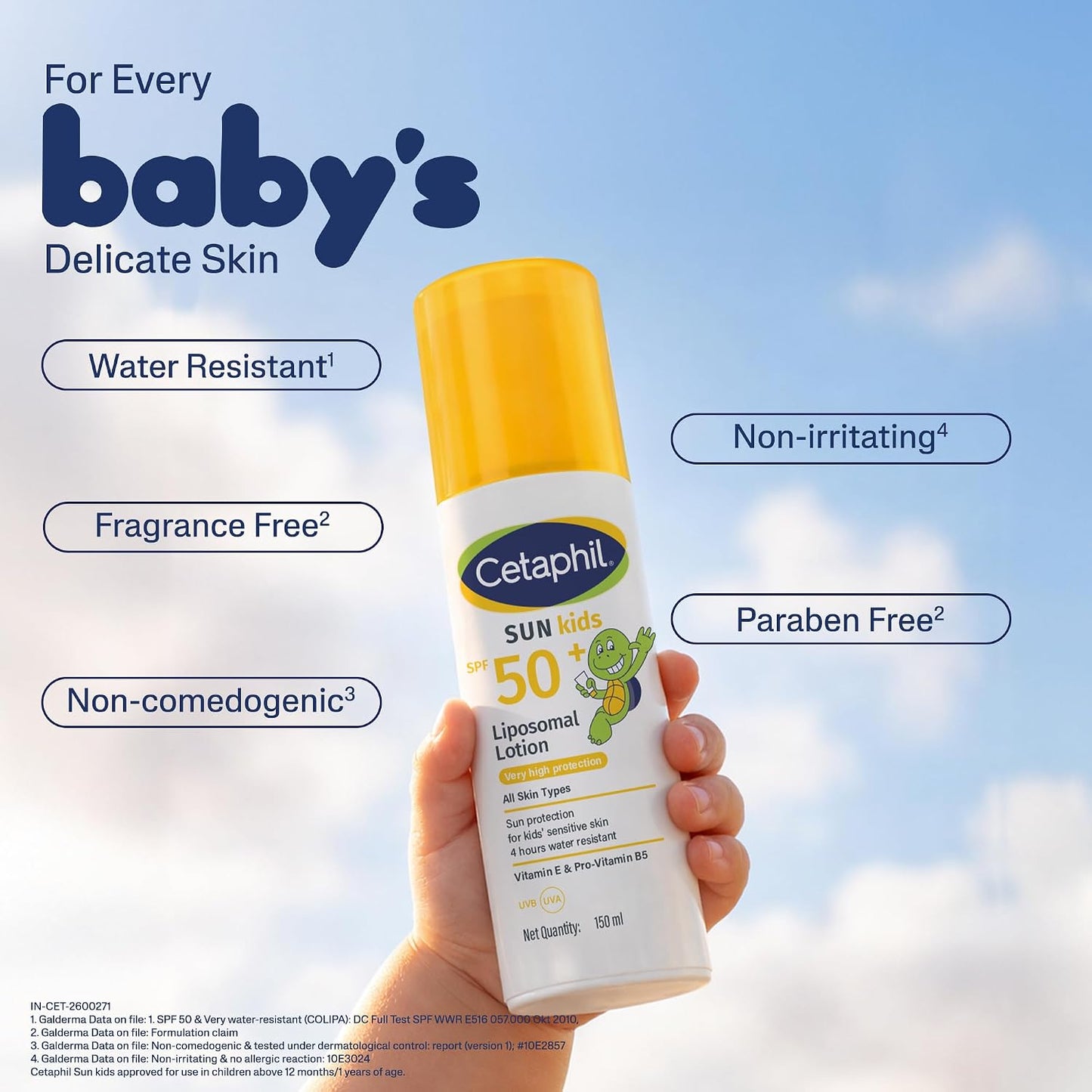 Cetaphil Sun Kids Liposomal Lotion SPF 50+ 150 ml– Very High Protection Broad-Spectrum UVA/UVB Sunscreen for Kids - Water-Resistant, Hypoallergenic & Fragrance-Free - Liposomal Hydrating Lotion for Sensitive Skin