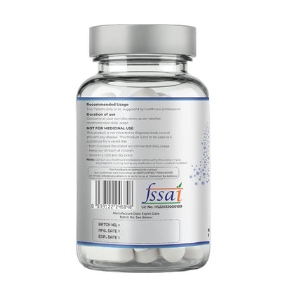 Clear supplement bottle with label on a white background