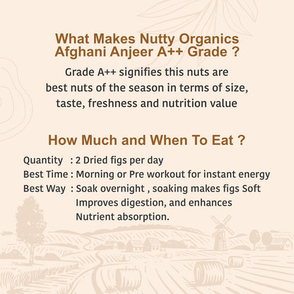 NUTTY ORGANICS Premium Dried Afghani Anjeer| Rich in Fiber | Rich in Nutrients | Packed with Fiber & Nutrients for a Healthier, Happier You | Anjeer Dry Fruit