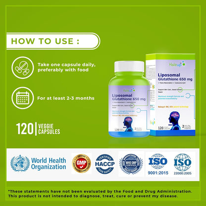 Haleup USA 99% Glutathione with Resveratrol| For Healthy Ageing | Autophagy| Cell Renewal | Immunity| Skin and Hair | Cognitive Support (1 Pack X 120s count)