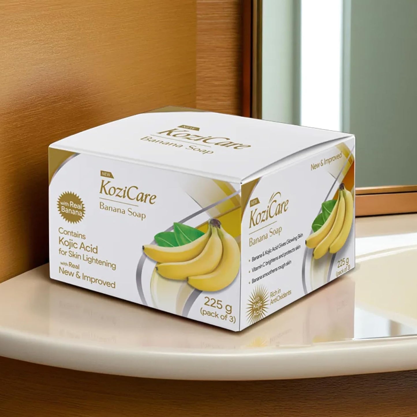 Kozicare Kojic Acid & Banana Soap | Body Tan Removal Soap | Bath Soap for Men & Women | Reduces Dark Spots & Hyperpigmentation | For Glowing Skin 75g - Pack of 3