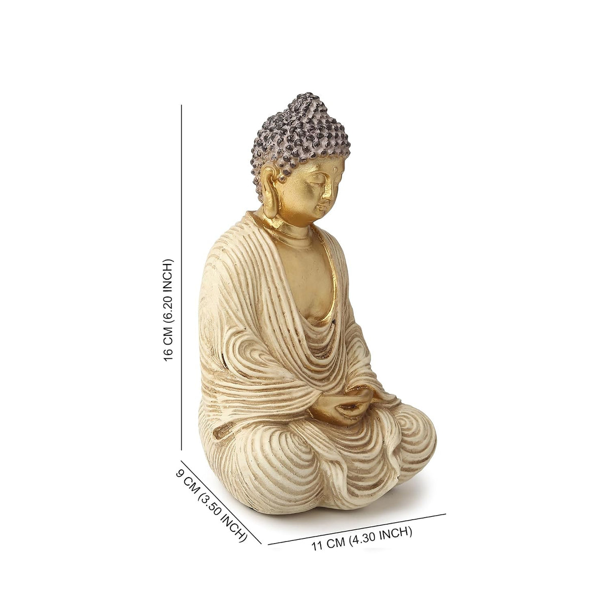 Buddha Statue | Buddha Idols for Home Decor | Showpiece | Gift Items for Home | Decorative Items for Living Room (Beige: L11xW9xH16 cm)