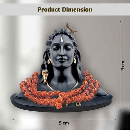 JD FRESH 3 Inch Adiyogi Statue with Rudraksh Mala/Resin Car Dashboard Idols/Lord Shiva for Pooja/Shivratri Gift/Decor/Shiv Murti/Mahadev Statues/Decorative Items for Home/Office (Black)