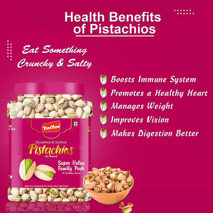 YUM YUM Pistachios Roasted & Salted, Pista, 1kg Jar, Rich In Protein, Phosphorus, & Dietary Fibre, Premium Nuts & Dry Fruits, Crunchy & Delicious Healthy Snack