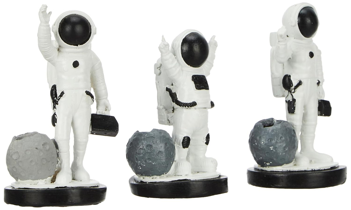 3 pcs Astronaut Statues for Home Decor (Pack of 3, Black & White)