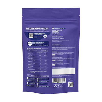 Foodstrong Fermented Yeast Protein - Vanilla | 26g Complete Plant Protein with Probiotics, Digestive Enzymes, & Indian Herbs | Vegan | No Sugar | 500g