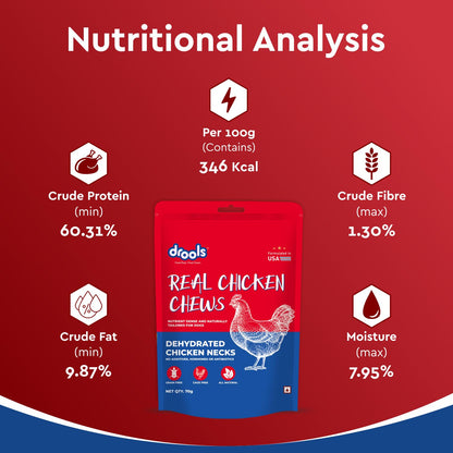 Drools Dog Treats, Dehydrated Real Chicken Chews Necks, 70g, All Life Stages, Bone