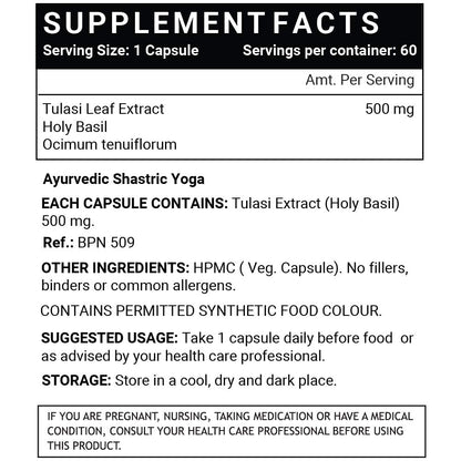 INLIFE Tulsi (Tulasi) Extract Capsules | Holy Basil | Pure Herbal Supplement | Natural Respiratory Wellness, 500mg – 60 Vegetarian Capsules (Pack of 1, 60)