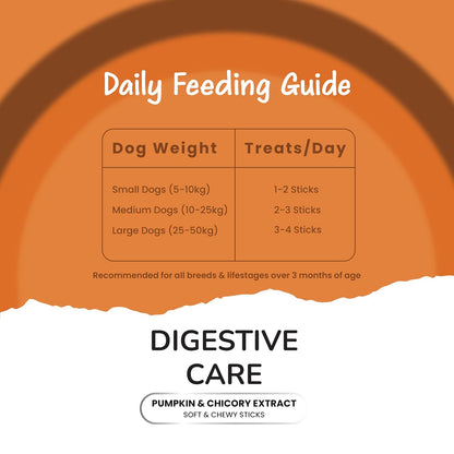 Fullr Digestive Care Dog Treats | Soft & Chewy Sticks with Pumpkin & Spinach | Supports Digestion, Gut Health & Immunity | Healthy Dog Treats for All Breeds & All Life Stages,70g