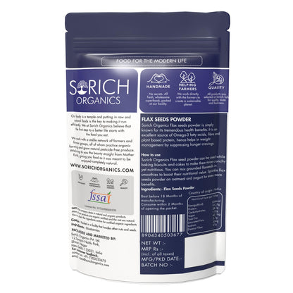Sorich Organics Cold Milled Flaxseed (Alsi) Powder 400g | Protein & Fiber | Supports Hair Growth & Skin Health | Natural Superfood for Weight Loss & Digestion | Gluten-Free