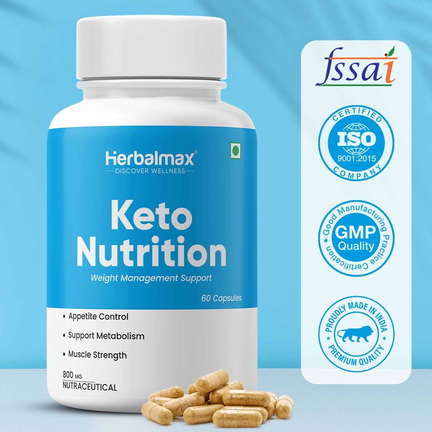 Herbal Max Keto Nutrition Weight Management | Supports Effective Weight Loss, Fat Burning, Belly Fat Reduction, Ketosis & Energy Boost – 60 Veg Capsules | For Men & Women