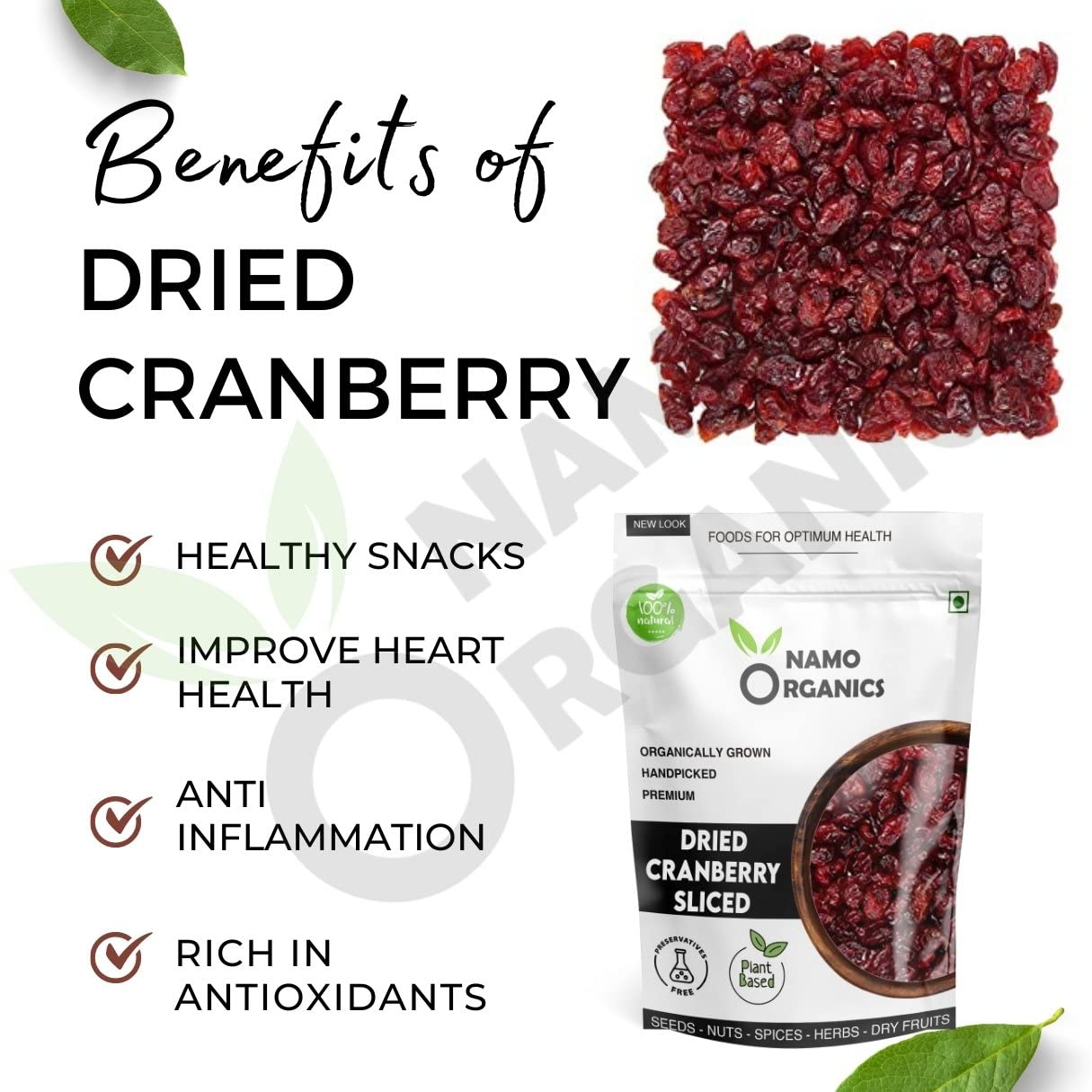 NamoOrganics - Dried Sliced Cranberry - 500 Gm - USA Cranberries dry fruits