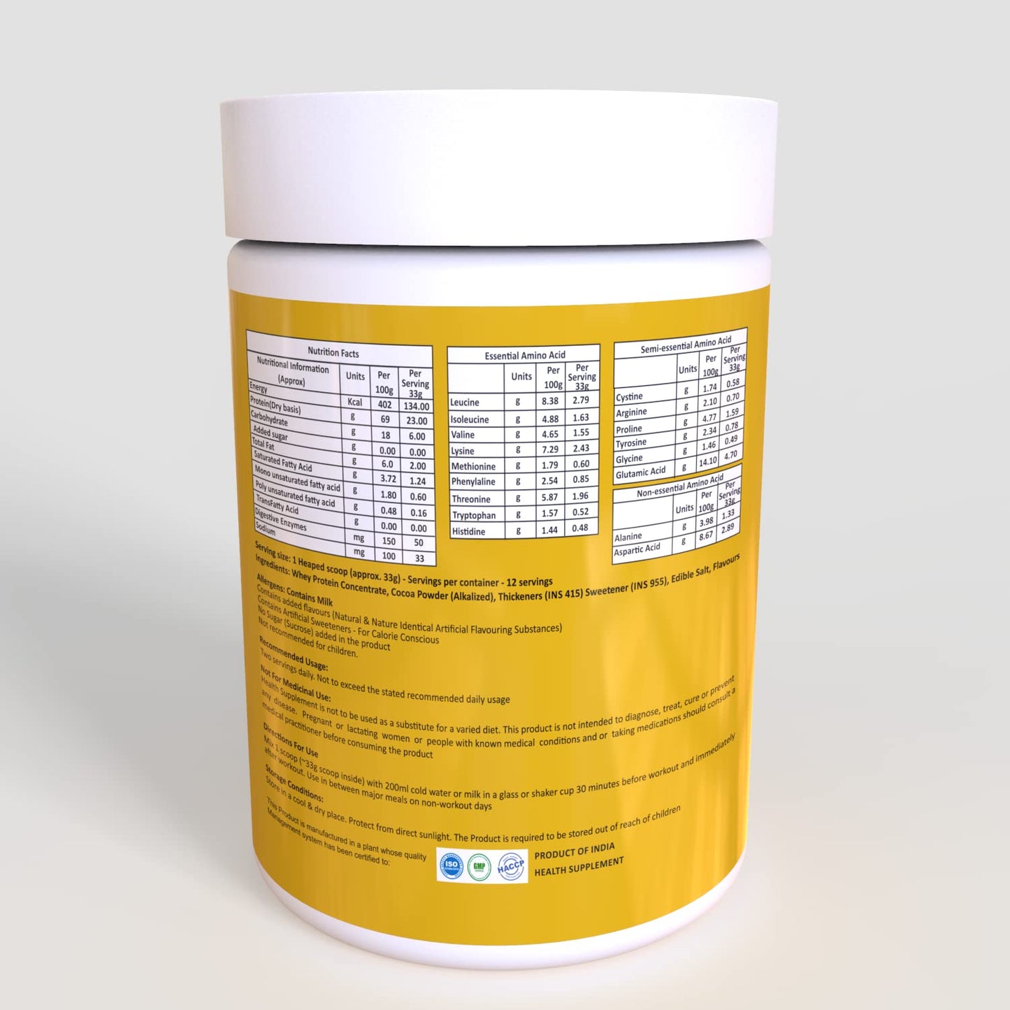Pro360 Gold Whey Protein - Chocolate - (100% Whey Protein with Digestive Enzymes, 23g Protein, 5.97g BCAA, 4.7g Glutamic Acid per Serving) (400g pack)