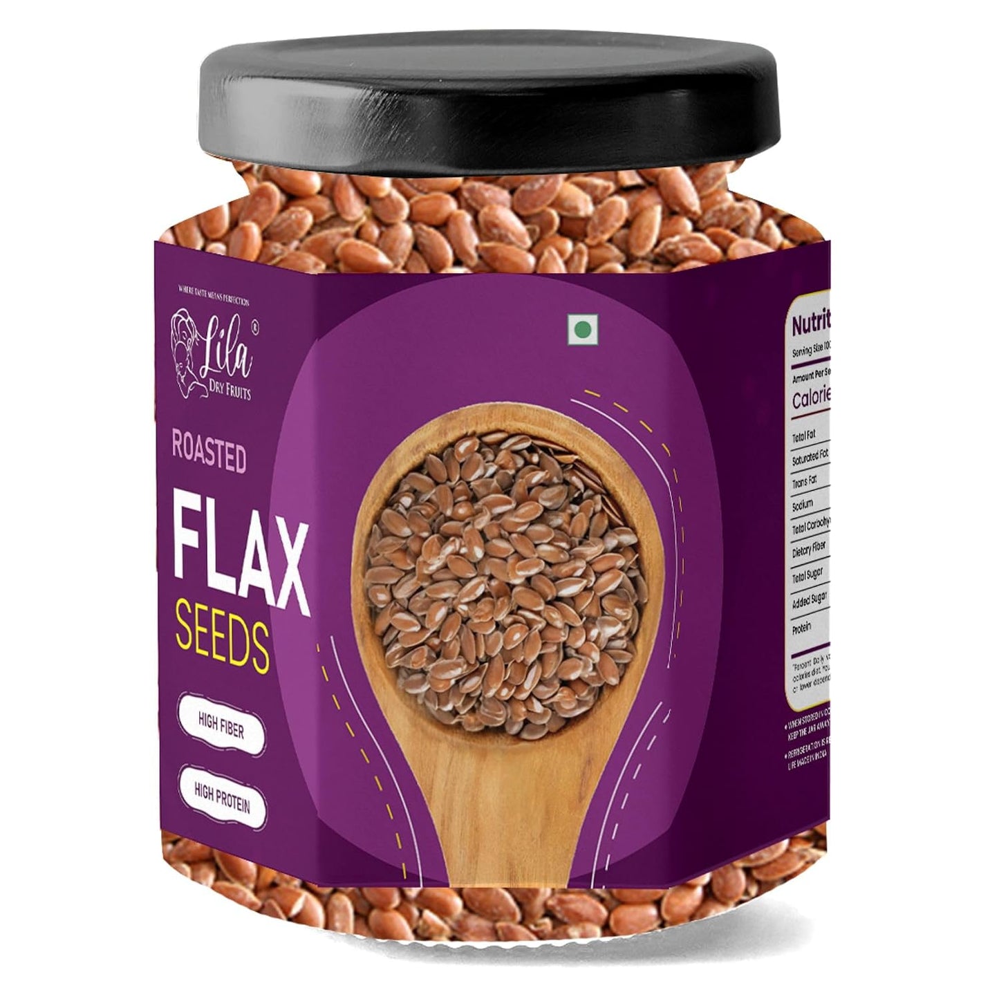 LILA DRY FRUITS Roasted Flax Seeds | Crunchy Healthy Seed for Daily Use Premium Roasted Alsi Seeds for Salads Smoothies Baking & Snacking Perfect for Gifting