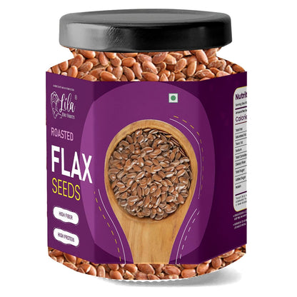 LILA DRY FRUITS Roasted Flax Seeds | Crunchy Healthy Seed for Daily Use Premium Roasted Alsi Seeds for Salads Smoothies Baking & Snacking Perfect for Gifting