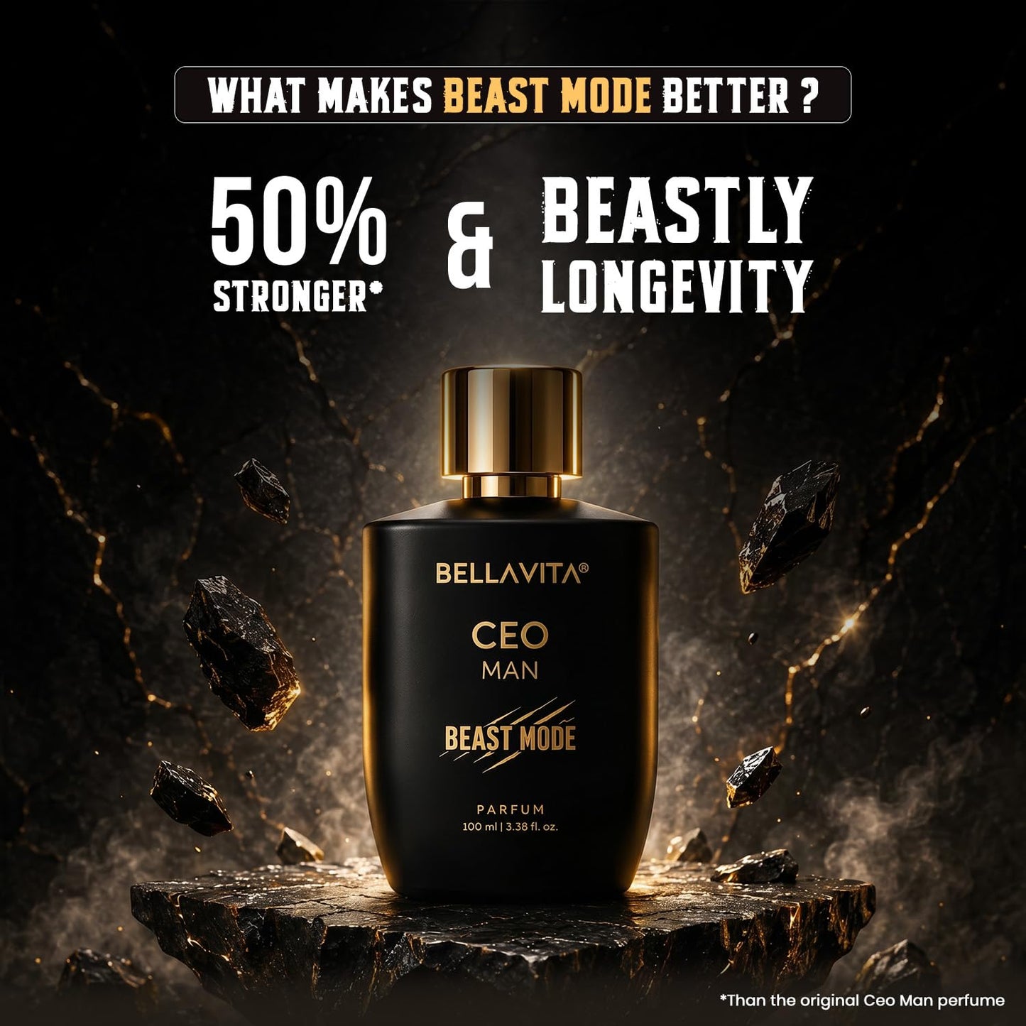 BELLAVITA CEO Man Beast Mode 100ml | 40% Parfum Oil Concentration | 10hr Long Lasting | Perfume for Man | 6 ft Projection | Premium Fragrance