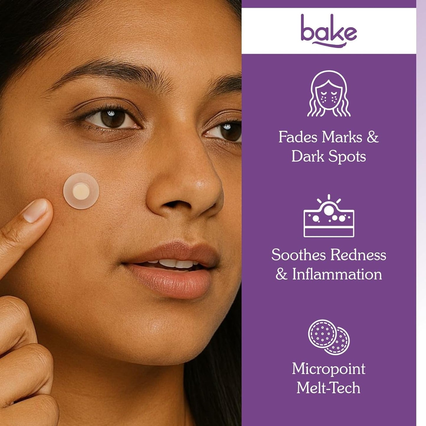 BAKE Micropoint Hydrocolloid Patches for Dark Spots with 2% Niacinamide, Salicylic Acid & Alpha Arbutin | For Acne Marks, Pigmentation, Dark Spots | 176 Melt-Tech Microneedles | Post Acne Breakouts & Dark Spots - 9 Patches