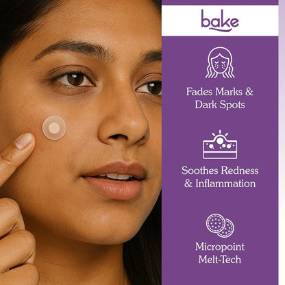 BAKE Micropoint Hydrocolloid Patches for Dark Spots with 2% Niacinamide, Salicylic Acid & Alpha Arbutin | For Acne Marks, Pigmentation, Dark Spots | 176 Melt-Tech Microneedles | Post Acne Breakouts & Dark Spots - 9 Patches