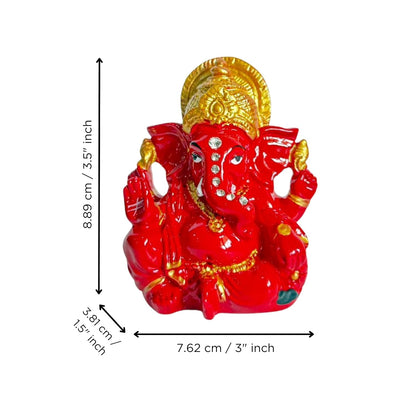 eCraftIndia Red Golden Blessing Ganesha Statue | Lord Ganesha Idol for Home Decor Car Dashboard | Ganesh Ganpati Murti Gift for Diwali Housewarming Birthday