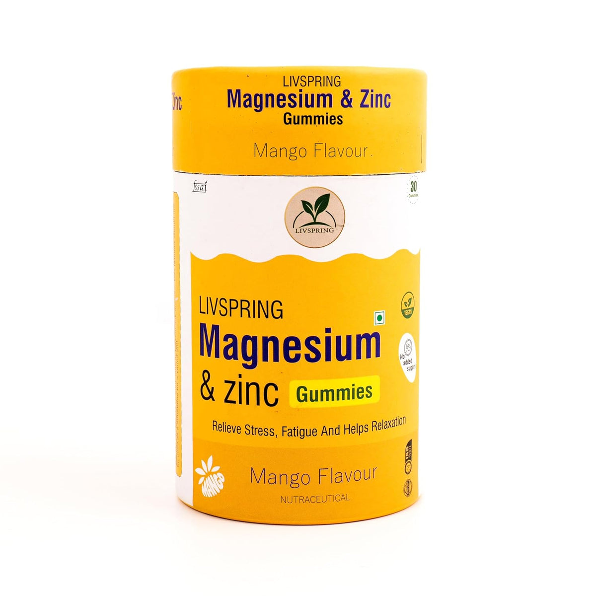 LivSpring Magnesium & Zinc Gummies | 200 mg Elemental Magnesium | Relieve Stress & Fatigue | Speeds Up Recovery for Men & Women | High Absorption | 30 Gummies in Tasty Mango Flavour | No Added Sugar | 100% Vegetarian