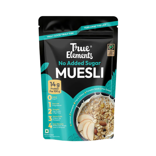 True Elements Muesli Sugar Free 1.2 kg - 100% Wholegrain Muesli | No Added Sugar | Diet Food for Weight Management | Healthy and Quick Breakfast | Millet Muesli - 18% Jowar | HIgh Protein