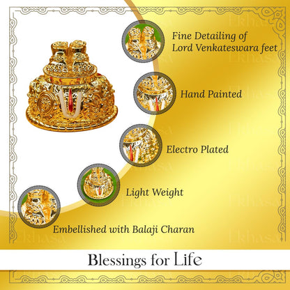 Tirupati Balaji Charan (4.7 cm) | Lord Venkateswara Feet Idol for Car Dashboard, Pooja Room, Home Decor & Office Desk | Venkateshwara Swamy Murti | Perumal Statue | God Idols for Gifting