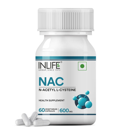 INLIFE N Acetyl Cysteine NAC Supplement 600mg | Antioxidant, Supports Liver & Respiratory Health - 60 Vegetarian Capsules (Pack of 1)