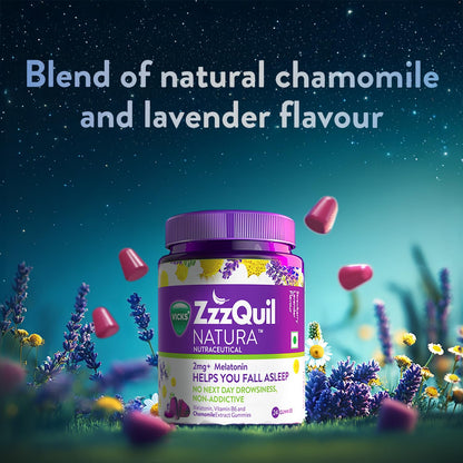 Vicks ZzzQuil Natura, 24s Pack, Non-Addictive Sleep-Aid Gummy, Melatonin helps you fall Asleep Fast