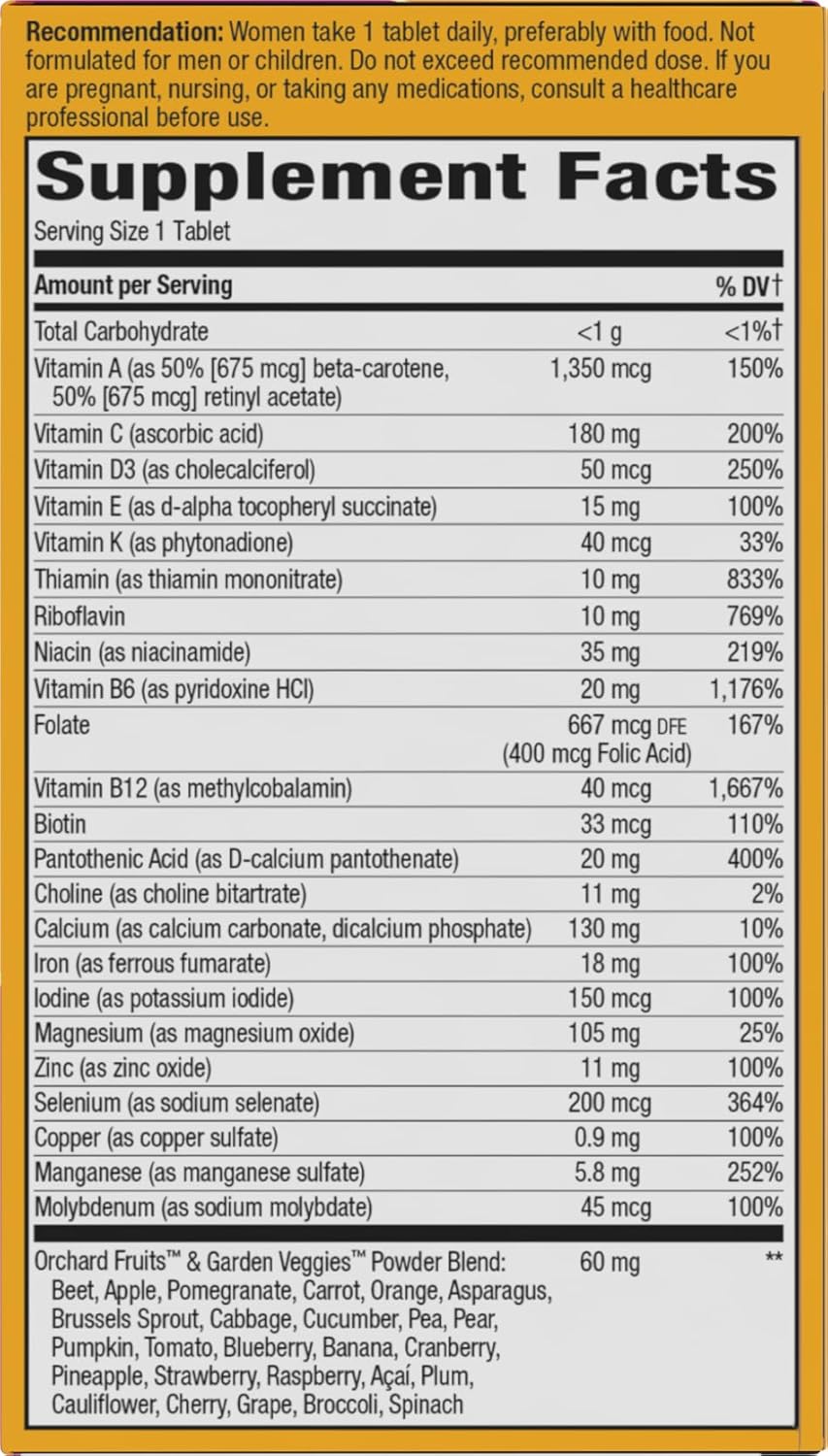Supplement facts label on a yellow background