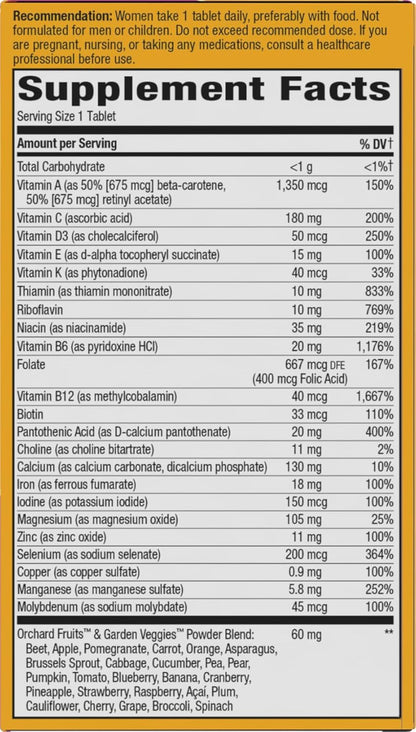 Supplement facts label on a yellow background
