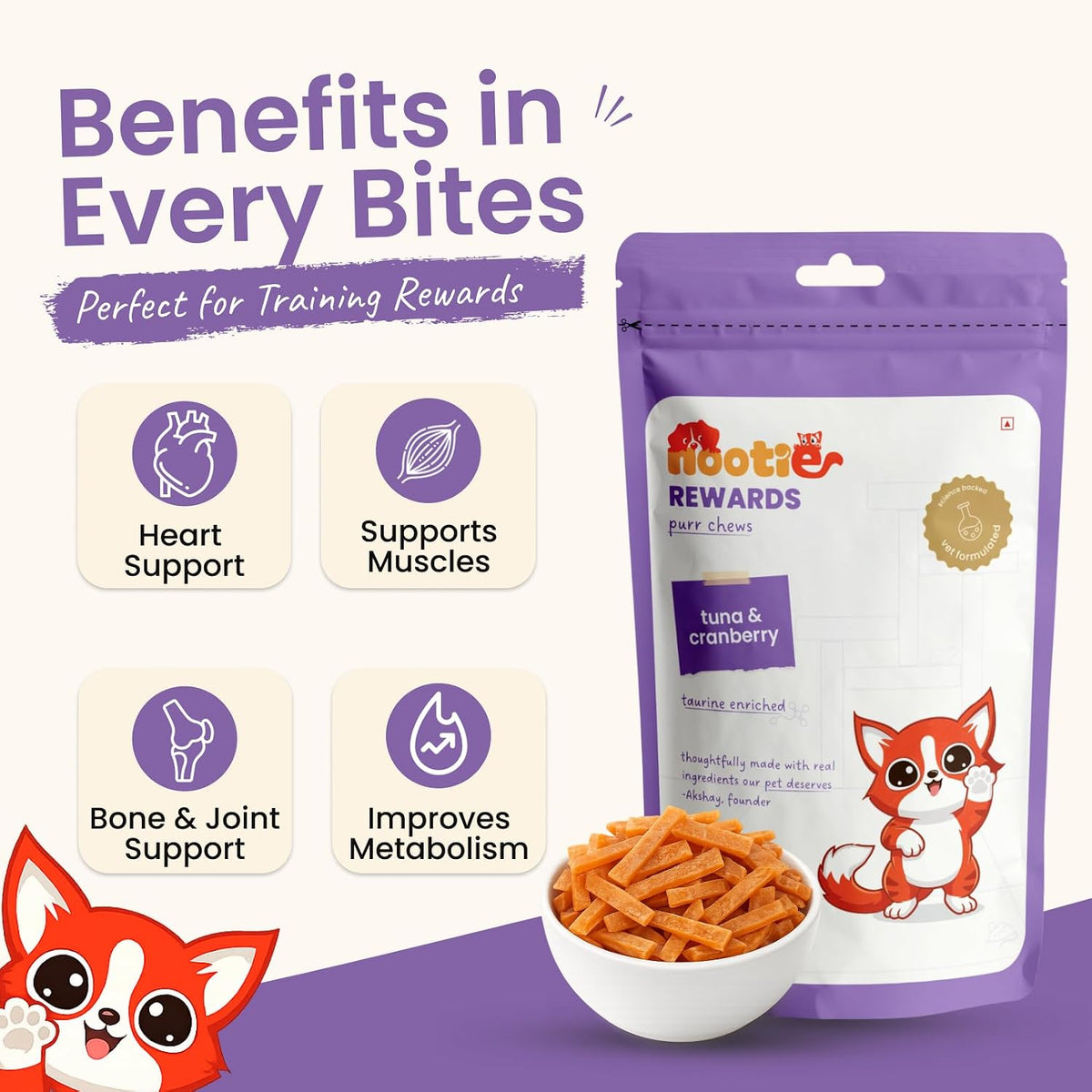 Nootie Premium Tuna & Cranberry Cat Treats – 35g | Omega-3 Rich, Natural Ingredients (Pack of 1)