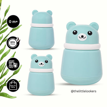 THE LITTLE LOOKERS Baby Powder Puff | Baby Powder Puff With Box | Powder Puff With Box Holder Container | Powder Puff For Babies | Puff Powder Box (Panda-Blue),Pack Of 1