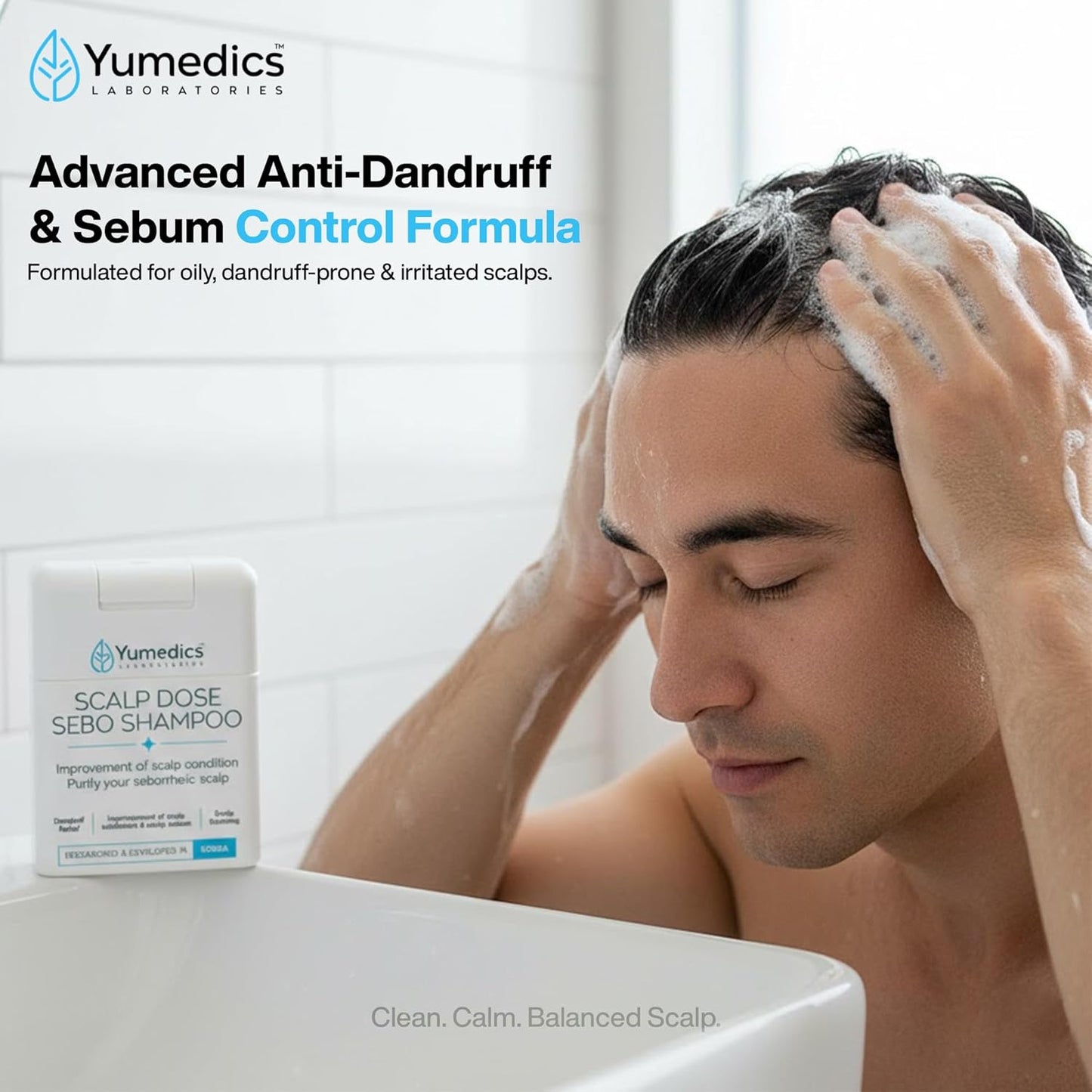 Yumedics Scalp Dose Sebo Anti Dandruff Shampoo | 150ml Liquid Anti Dandruff Shampoo for Women & Men | For Scalp Care, Sebum Control and Scalp Soothing