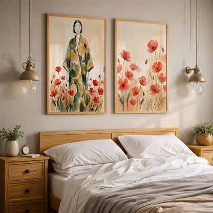 Modern Art Wall Painting Set of 2 for Living Room | Premium HD Printed Wall Frames for Bedroom, Office & Home Decor | Minimalist Contemporary Wall Art (Ready to Hang) (M.8, 13x19 inches)