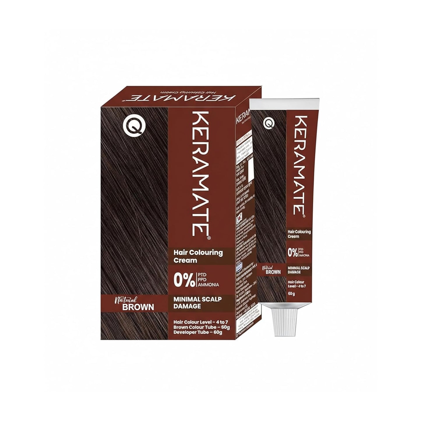 Keramate Hair Colouring Cream – Natural Brown, No Ammonia, No PPD, No PTD | Safe, Long-Lasting Hair Color