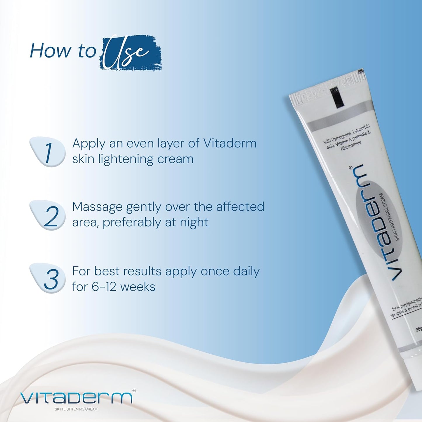 Vitaderm Niacinamide 10% Skin Lightening Moisturizer Cream 20gm | Kojic Acid Free Moisturizer | Hyaluronic Acid + Vitamin C | Dark Spots Uneven Skin Tone | Hydrates & Brightens Glutathione Free Cream