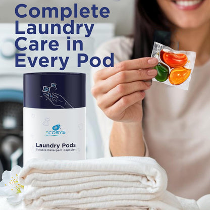 Ecosys 3-in-1 Dissolvable Magic Laundry Pods for 20 washes:Bioenzymes Infused,Tough Stain Fighter for Top & Front Load with Floral Aroma,1 Pod = 1 Wash for 5-7kg