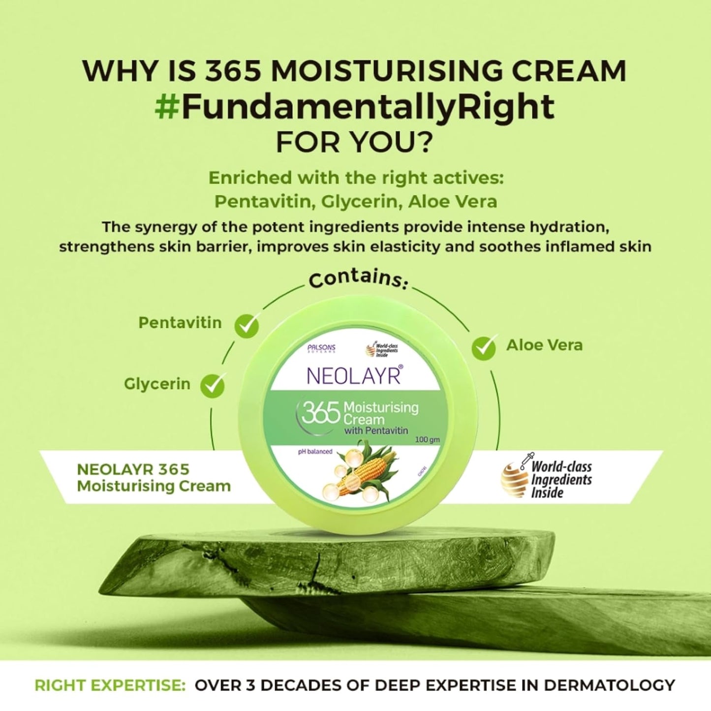 NEOLAYR 365 Daily Moisturising Cream I Deep Hydration with Pentavitin & Glycerin I Aloe Vera I pH Balanced, Dermatologist Approved I For Dry, Sensitive Skin I 100 GM