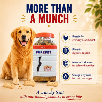 Purepet Dog Treats Biscuits for All Life Stages 800g Pack | Real Chicken Flavour | Active Behaviour | Oral Health |Training and Behaviour