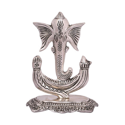 Metal Ganesha Idol Showpiece for Gift & Home Decor - Silver Plated Ganesh Ganpati Statue for Pooja Temple Office Decoration Gifts