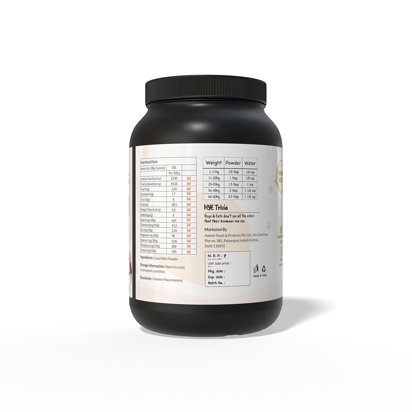 HYE FOODS Pets Supports Overall Body Growth with Camel Milk Powder for Dogs and Cats | 450 Gm