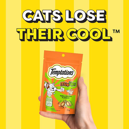 Temptations MixUps Cat Treats, Tuna & Chicken Flavours, 75g – Two Irresistible Flavours in One Pack, Crunchy Outside Soft Inside, Goodness of Protein, Vitamins & Minerals, Resealable Pouch