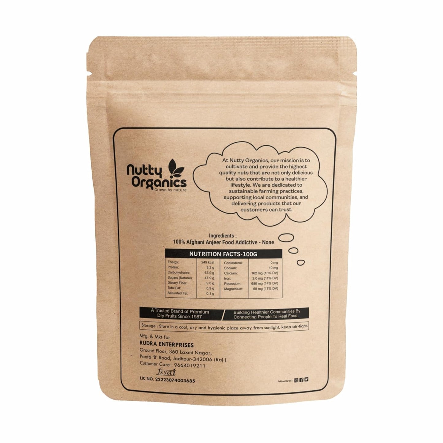 NUTTY ORGANICS Premium Dried Afghani Anjeer| Rich in Fiber | Rich in Nutrients | Packed with Fiber & Nutrients for a Healthier, Happier You | Anjeer Dry Fruit