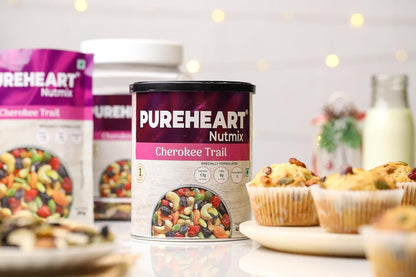 Pureheart Premium Trail Mix | An Eclectic Mix of 8 Healthy Superfoods Nuts- Cashews, Almonds, Pistachio | Dry Fruits - Cranberries, Raisins | Seeds - Pumpkin, Sunflower | Reusable Jar