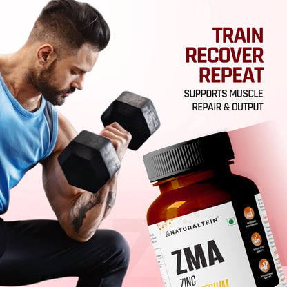 NATURALTEIN ZMA Tablets – Zinc Magnesium Vitamin B6 Supplement | 30 Veg Tablets | Sports Recovery & Daily Performance | Muscle Strength, Better Sleep & Faster Recovery