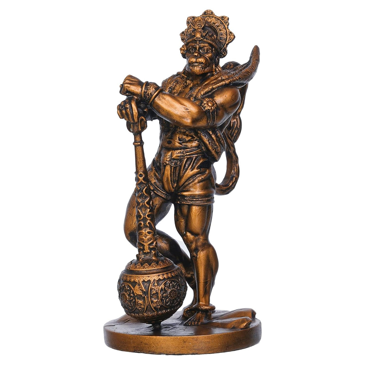 Golden Resin Hanuman Ji Murti with Gada | Lord Hanuman Idol for Car Dashboard Home Office Hanuman Statue Hanuman Murti Gift for Diwali Hanuman Jayanti Ram Navami Housewarming Birthday