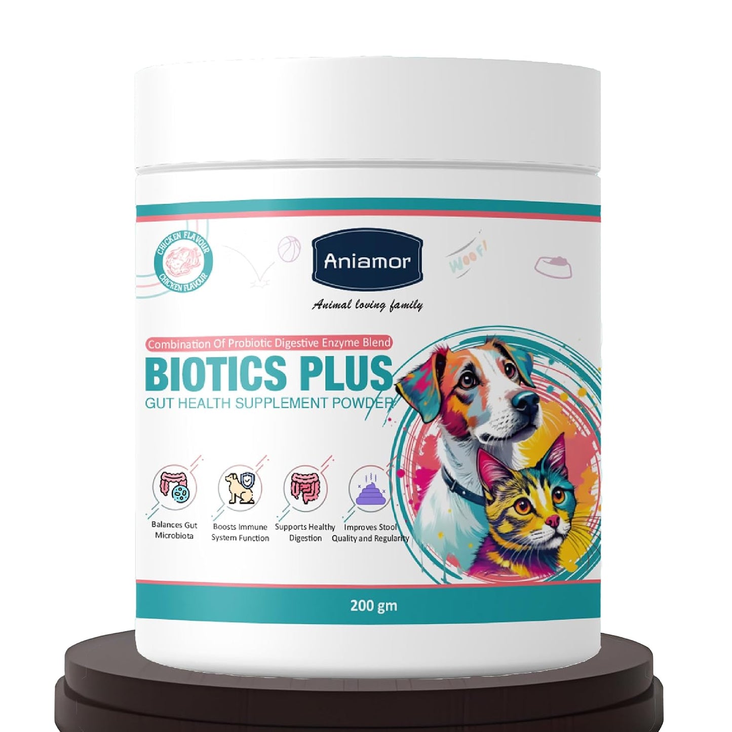 Aniamor Biotic Plus Powder |Gut Health|Pet Supplement|All Life Stage|200gm Jar