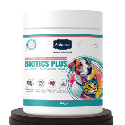 Aniamor Biotic Plus Powder |Gut Health|Pet Supplement|All Life Stage|200gm Jar