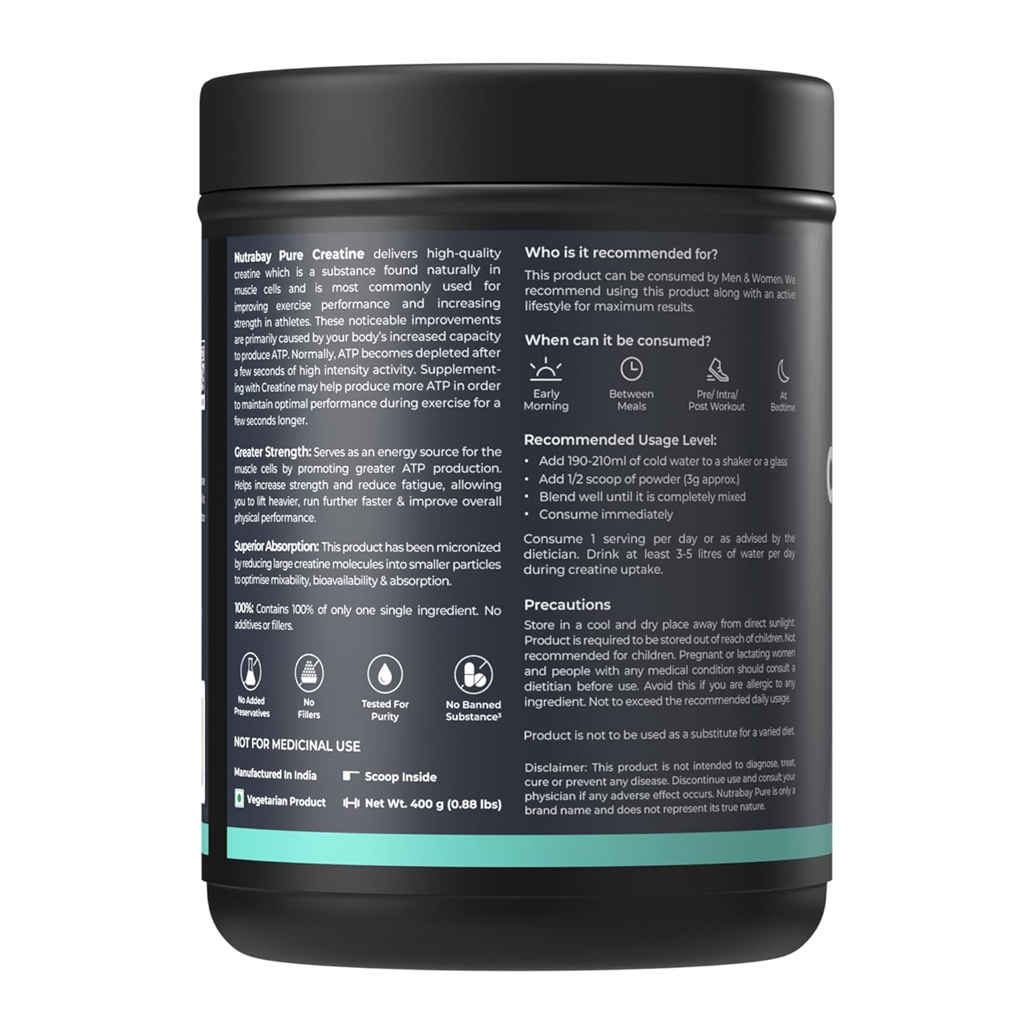 Black container with detailed text on a white background